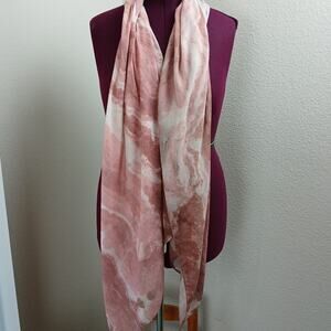 Mauve pink watercolor chiffon scarf 6ft long 72" x 32" taupe semi-sheer